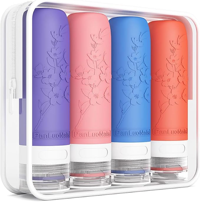 TSA Approved Silicone Travel Bottles Set, Leak-Proof Containers for Toiletries, Travel Size Essentials for Airplane & Vacation (Orange) by PanLuoNais