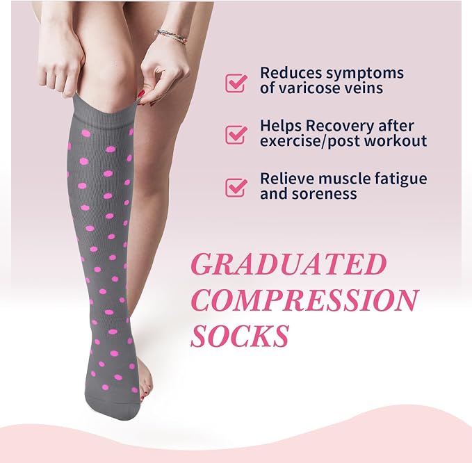 Sooverki Compression Socks for Women & Men 6 Pairs is Best Supportive Knee High Stockings for Circulation, Travel, Nurses - Image 2