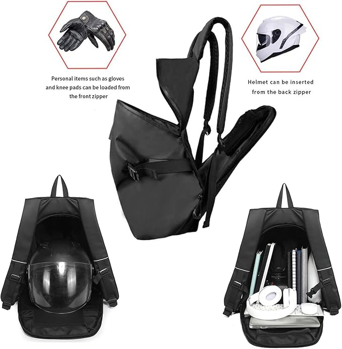 Motorcycle Helmet Backpack, Waterproof Riding Backpacks for Men | Motorbike Large Capacity Soft Backpack, Helmet Bag - Image 4
