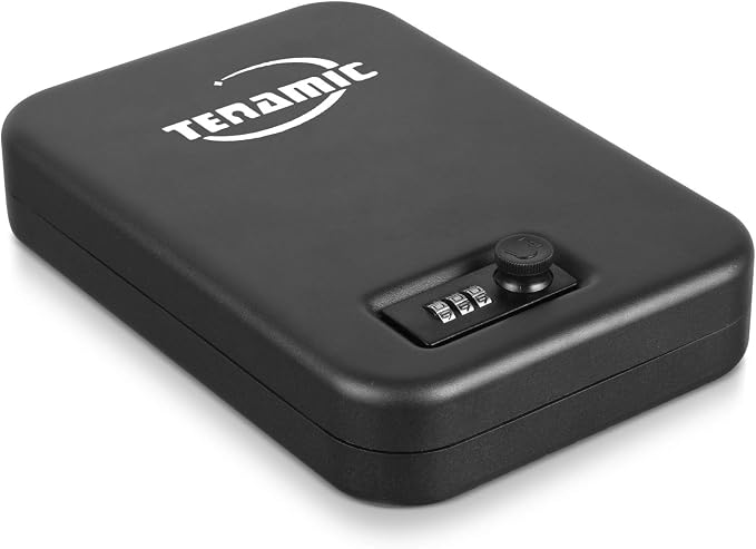 TENAMIC Pistol Safe, Portable Travel Gun Safe, Solid Steel Handgun Lock Box for Home, Gun Safes for Car, Black by Tenamic
