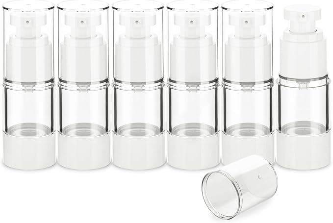 0.5OZ/15ML Clear Airless Pump Bottles, Lotion Dispenser Travel with Pump, Vacuum Plastic Travel Size Lotion Bottle for Foundation, Creams, Cosmetic(6 Pack) by Weareyourgoodpartners