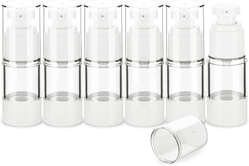 0.5OZ/15ML Clear Airless Pump Bottles, Lotion Dispenser Travel with Pump, Vacuum Plastic Travel Size Lotion Bottle for Foundation, Creams, Cosmetic(6 Pack) by Weareyourgoodpartners