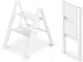 2 Step Ladder, Foldable Step Stool, 300lbs Load, White | Folded 27''H x 2''T; Net 6.6 lbs; Rigid Aluminum Steps; No Assembly; For Home, Kitchen, Office, Pantry, Closets, Cabinets by WOAWOAHOME