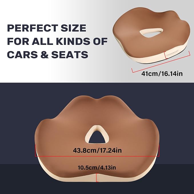 Coverado Car Seat Cushion with Memory Foam, Ergonomic Driving Seat Cushion for Sciatica, Tailbone, Back Pain Relief, Premium Non-Slip Washable Cushion for Car, Driver, Office, Wheelchair - Image 7
