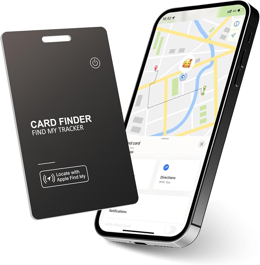Wallet Tracker Card，IP68 Water Proof Tracking Card for Luggage Tags, Rechargeable Thin GPS Smart Finder for Luggage Tag,Passports and More Phone Finder(iOS Only) (Black) by ZGAGFZ