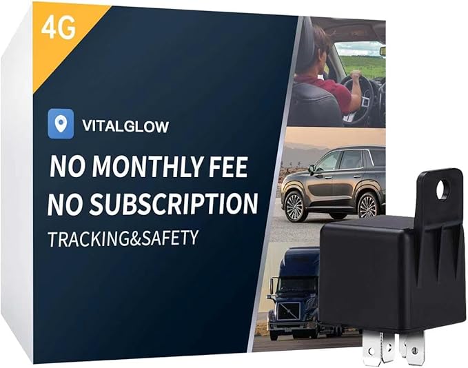 GPS Tracker for Vehicles with Kill Switch, No Monthly Fee, No Subscription, 4G SIM Card and Data Included, Trip History, GeoFence, Driving Alerts, Global Coverage, for Fleets by VITALGLOW