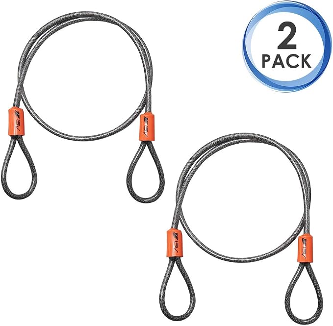BV 2.5FT Bike Cable with Loops-5mm (3/16 Inch) Cut-Resistant Braided Steel Cable-Versatile & Weatherproof-Small Security Cable Lock, Security Chain for Padlock, Chain Lock, Wire Lock (Pair) - Image 5