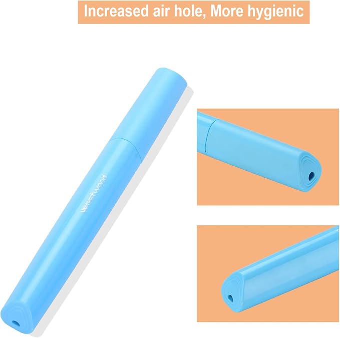Travel Toothbrush Case Plastic Container Box Breathable Design with Air Hole More Toothbrush Tube for Home Daily Office Business Use (Light Blue) - Image 2