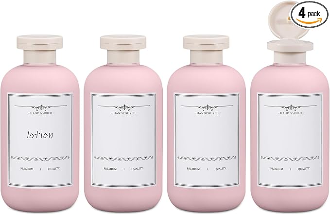 ASEVAT 6.7oz 4Pcs Plastic Refillable Travel Shampoo & Conditioner Bottles With Flip Cap by ASEVAT