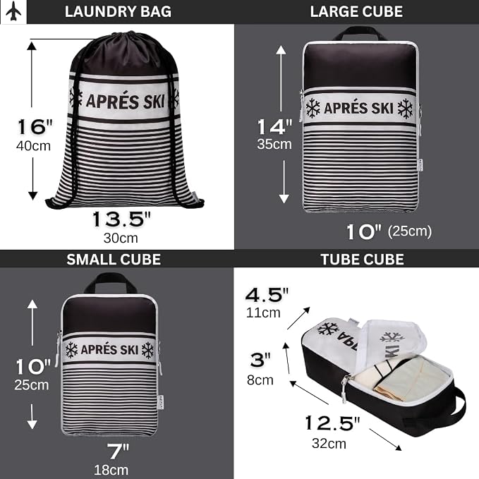 Apres Ski Compression Packing Cubes for Travel 6PC Set, Suitcase Organizer & Space Saver Bags for Luggage with Drawstring Backpack, Apres Ski Bags - Image 5