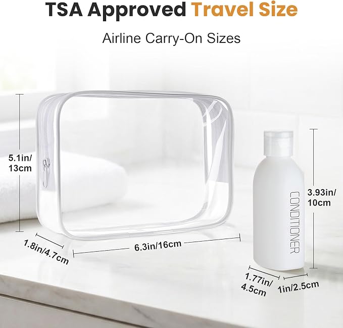 Cosywell 5 PCS 3.4oz Pre-Printed TSA Approved Travel Bottles for Toiletries | Preprinted with SHAMPOO, CONDITIONER and BODY SOAP, Soft Touch, HDPE Plastic, Leak Proof, Funnel, and a Toiletry Bag - Image 2