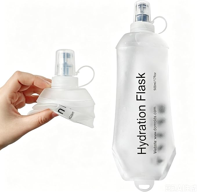 500ml Soft Flask, TPU Collapsible Soft Water Bottle for Hydration Pack, Running Vest, Leak-Proof Folding Water Bottle for Hiking Cycling Climbing Jogging- 1Pcs, Wihte by Unknown