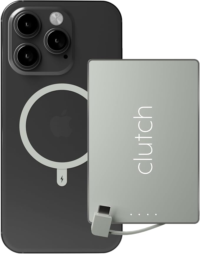 Clutch - Pro USB-C Portable Charger - Compatible with iPhone 15, 16, 17 & Android Devices - Power Bank Magnetic Battery - TSA Travel Approved - USB Rechargeable - Built-in Cable - 5000 mAh - 3.7oz - Image 4