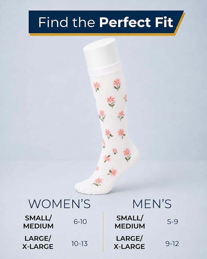 Pembrook® Bamboo Viscose Light Compression Socks - 3 Pairs | 8-15 mmhg Compression Socks | Knee High Comfort Support Socks - Image 7