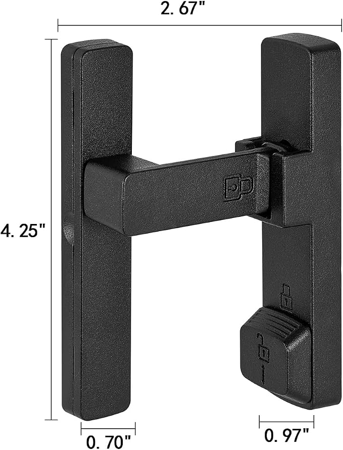 2 Packs Matte Black 90 Degree Barn Door Lock,Flip Gate Latches Hardware | Zinc Alloy Door Lock,Right Angle Door Lock Latch,Sliding Door Latches,for bedroom,drawer,pet enclosures,cabinet,garage,window - Image 2