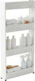 Lavish Home 4-Tier Storage Organizer Rack, White, 21.5” x 5” x 40” | Plastic Rolling Cart for Office, Dorm, Bedroom, Bathroom, and Laundry Room Organizing by LavishHomeCollection