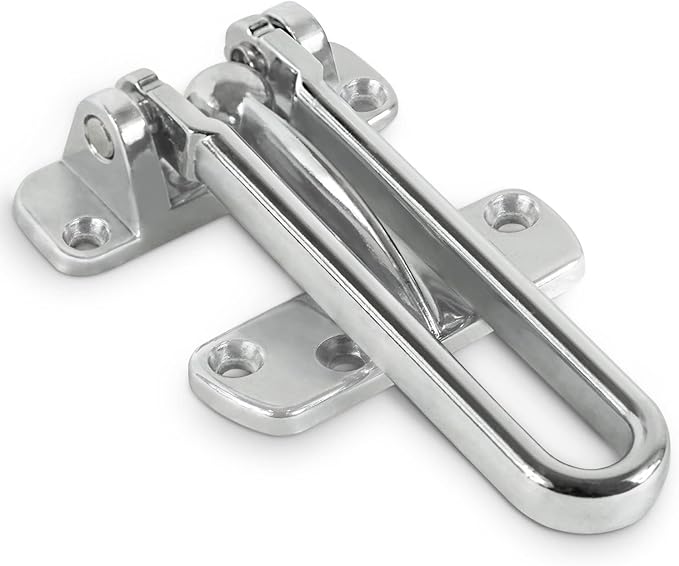 Jack N’ Drill Swing Bar Door Lock Durable Door Guard for Back & Front Doors, Childproof Door Security Made from Reinforced Diecast Metal for Home Security (Chrome, 2 Pack) by JD+Jack+N%27Drill