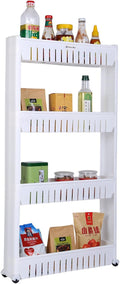 Laundry Room Organizer, Mobile Shelving Unit Organizer with 4 Large Storage Baskets, Gap Storage Slim Slide Out Pantry Storage Rack for Narrow Spaces, 4 Tier … by Home-Man