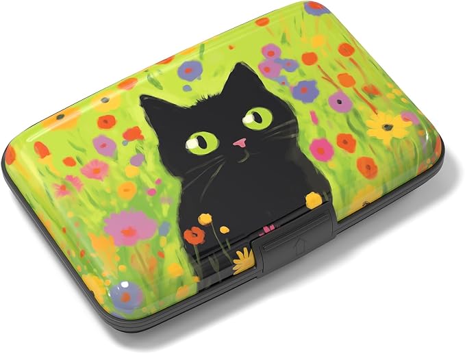 Rimilak Aluminuml Credit Card Holder,Cute Cat | Mini Credit Card Wallet RFID Blocking Slim Metal Hard Case for Women Men by Rimilak