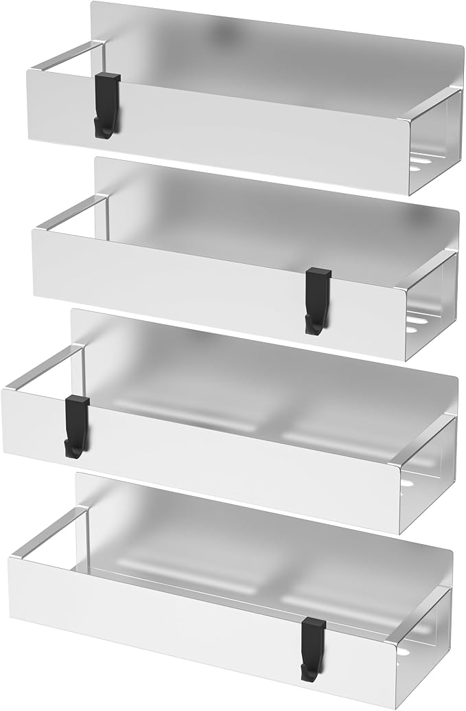 HuggieGems Metal Magnetic Spice Rack for Refrigerator Silver, 4 Pack | Magnetic Shelves Heavy Duty for Fridge in Kitchen, Seasoning Storage Organizer, For Oven Washer and Dryer, For Heavier Items - Image 6