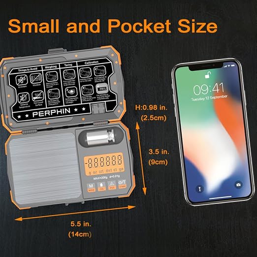 Pocket Scale, Dual Powered, Precision Gram Scale with Zipper Case | Digital Small Coin Scale, Large Backlight Display, 200g x 0.01g, 6 Weighing Units,Cal Weight, USB Cable Included - Image 6