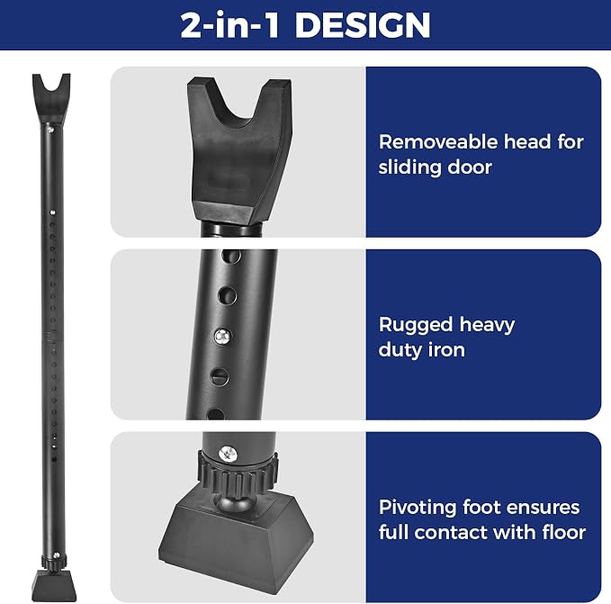 2 Pack Door Security Bar Door Stoppers Adjustable Sliding Door Security Bar | Upgraded 2 in 1 Heavy Duty Door Jammer Patio Bar for Home, Apartment, Travel, School, Dorm - Image 3