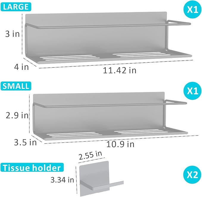 Magnetic Spice Rack For Refrigerator, Space Saving Magnetic Shelf For Fridge Grey 2 Pack With Magnetic Paper Towel Holder - Image 2