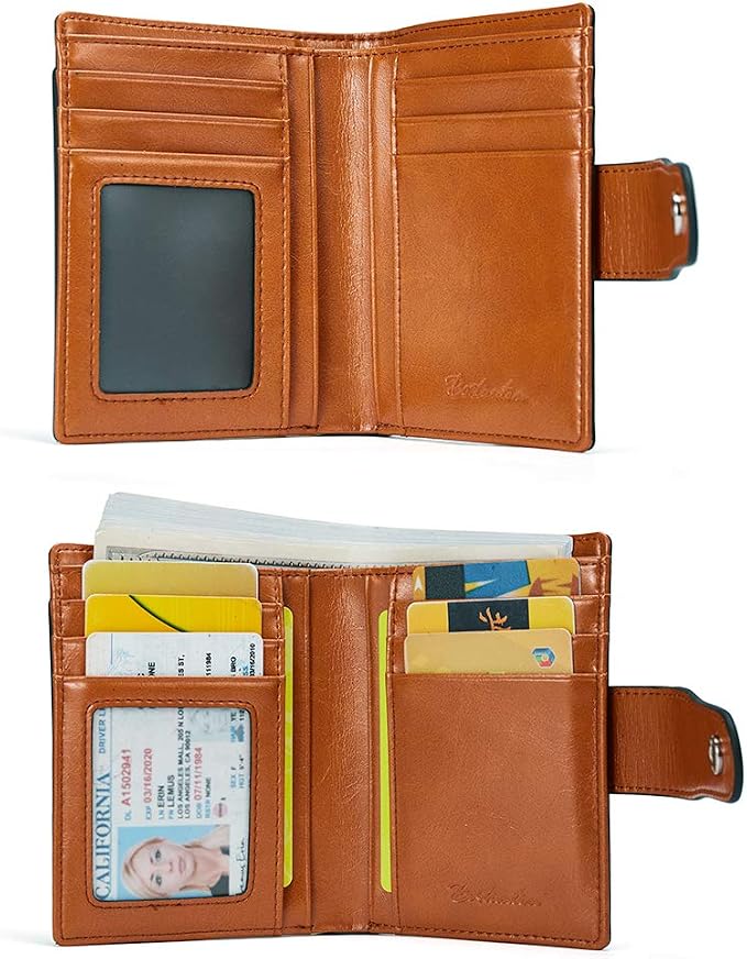BOSTANTEN Leather Womens Wallet Small RFID Blocking Credit Card Holder | Removable ID Window, Zipper Coin Pocket, Bifold, Minimalist, Fits Small Purses, Daily Use, Ladies Gifts, Brown - Image 7