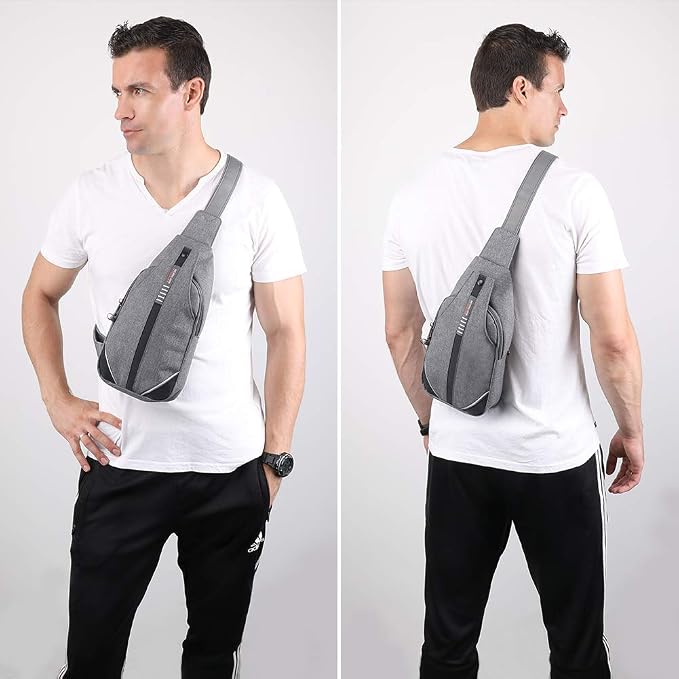 WATERFLY Small Crossbody Sling Backpack Anti Theft Backpack for Traveling Chest Bags for Men&Women Multipurpose Casual Daypack Hiking Shoulder Bag (Gray) - Image 6