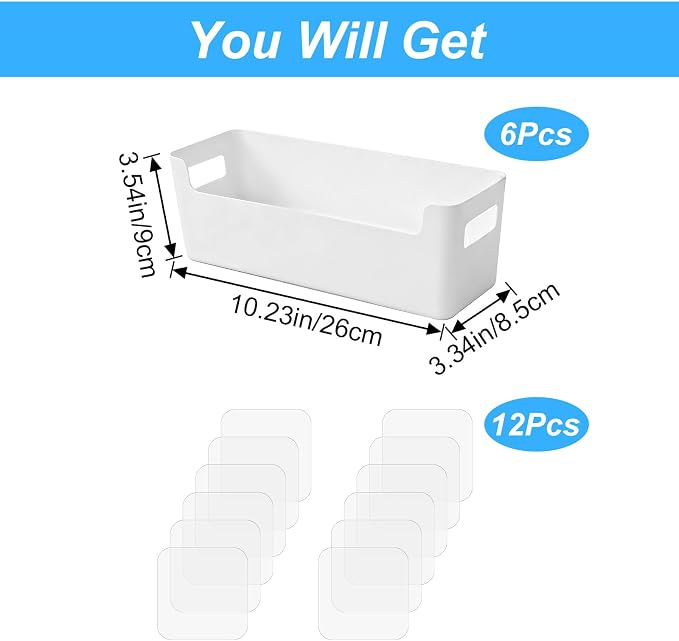 6 Pcs Adhesive Cabinet Door Organizer, White Inside Cabinet Door Organizers and Storage for Kitchen, Bathroom, Office, Garage - No Drilling Space Saver with Strong Sticky Backing - Image 2
