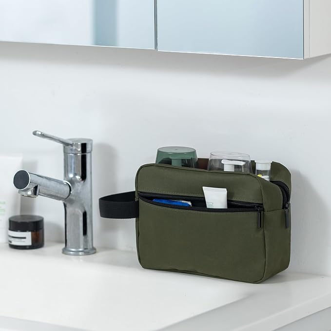Elviros Travel Toiletry Bag for Women and Men,Lightweight Makeup Bag Hanging Dopp Kit with Shaving Compartment Cosmetic Organizer Small Tool Bag Travel Essentials,Gifts for Men(Army Green) - Image 6
