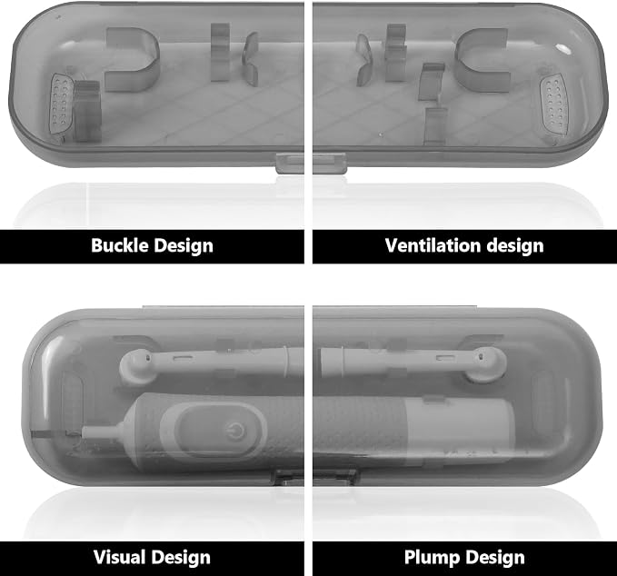 Newly upgraded toothbrush travel case, suitable for Oral-B/Oral-B Pro/Philips Sonicare/Aquasonic toothbrush, travel electric toothbrush box(black) - Image 3