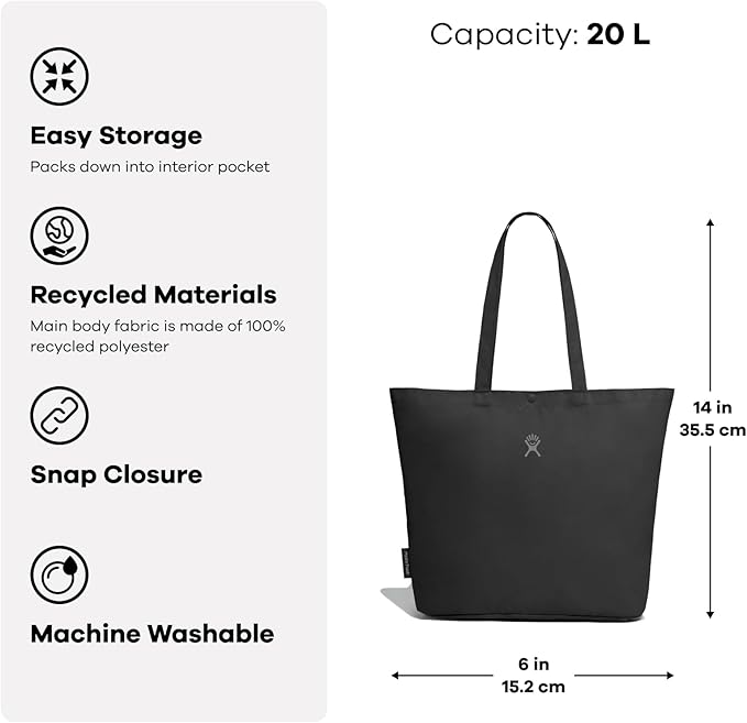 Hydro Flask Tote Bag - Everyday Reusable Travel Bag - Packable for Shopping & Grocery in 20L Beachplum Purple - Image 5