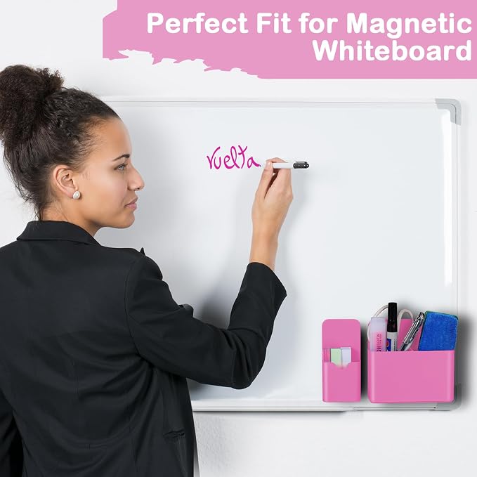 KITANIS Magnetic Pen Holder,2 Pack Magnetic Dry Erase Marker Holder with Generous Compartments,Strong Magnet Storage Marker Pen Pencil Organizer for Refrigerator,Whiteboard,Locker Accessories - Image 5