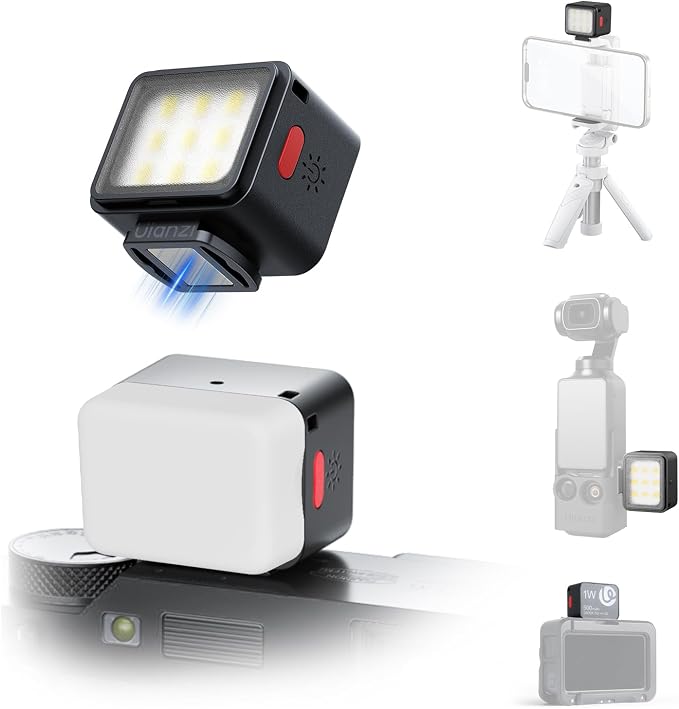 Ulanzi DG01 Magnetic Mini Cube Light for Action Camera DJI osmo Pocket 3 4 | Action 3 4 5 Led Fill Lights Accessories, With Cold Shoe Mount Soft Diffuser, 5600K 3 Brightness, For Phone Tripod Vlog Live by ulanzi