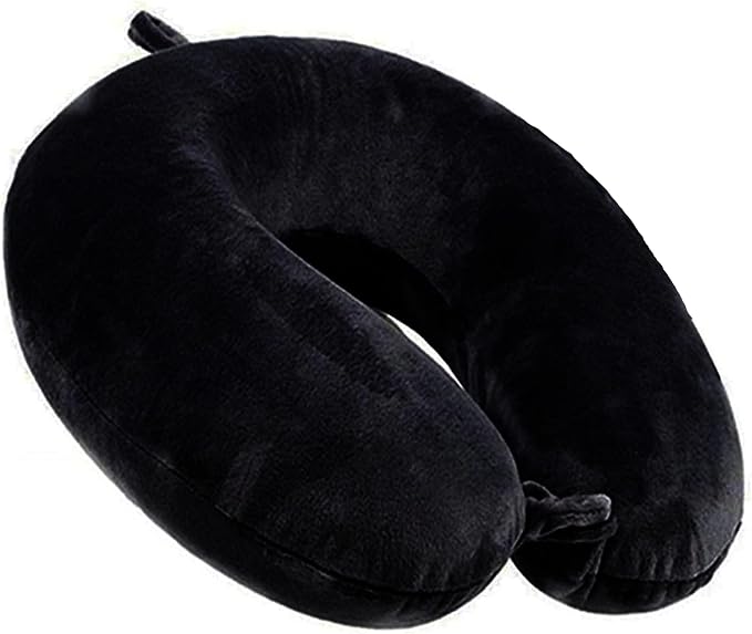 GDEOUP Travel Pillow - Memory Foam Neck Pillow Support Pillow,Luxury Compact & Lightweight Quick Pack for Camping,Sleeping Rest Cushion (Black) by GDEOUP