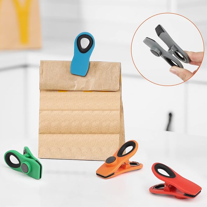 Chip Clips, Magnetic Bag Clips with Air Tight Seal for Food Storage, 12 Pieces, Multicolor - Image 7