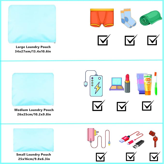 6 Set Packing Cube Luggage Organizer Pouch, Travel Storage Bags Organizer Set, Clothes Packing Cubes Laundry Pouch Suitcase Organizer Bags for Travel Carry On Luggage Packing (Blue Flamingo) - Image 6