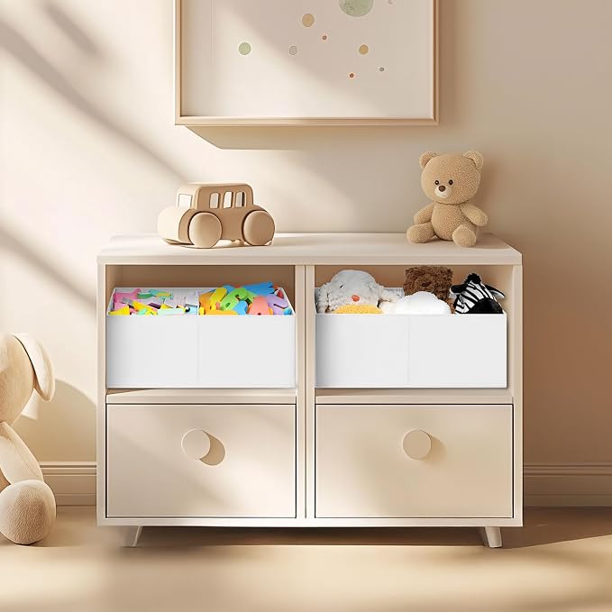DIMJ Large Closet Shelf Organizer Bins 6 Packs with Handles and Divider, Fabric Trapezoid Storage Baskets, Foldable Clothes Containers Box for Shelf, Towel, Book, Toy, Purse, Hats, ,White - Image 6
