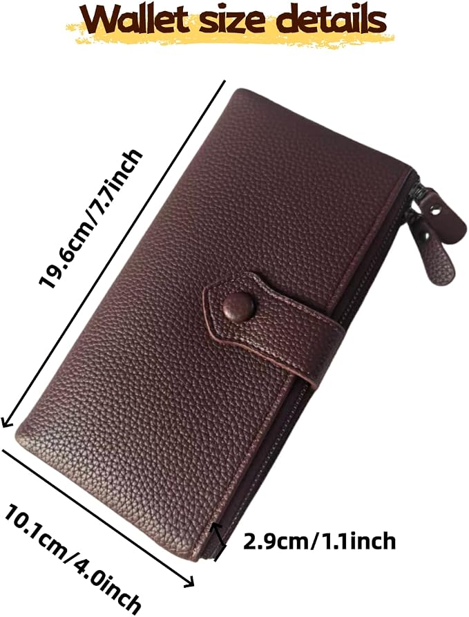 Women Slim Wallet Rfid Blocking With Passport And Credit Cards Holder Purse For Minimalist Soft Leather Zipper Monederos (wine red) - Image 5