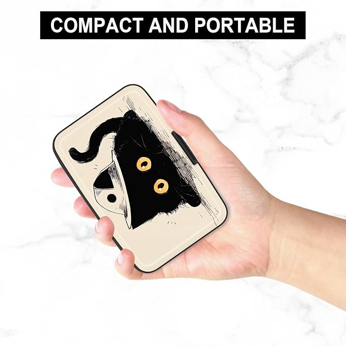Credit Card Holder, Mini Aluminum Card Wallet RFID Blocking Slim Metal Hard Card Case for Women Men, Cat Lying Down - Image 5