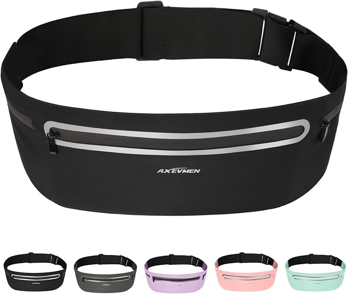 Running Belt for Women & Men-Ultra Light Slim Running Belts | Water-Resistant Phone Holder, 4 Pockets, Adjustable Waist Strap & Reflective Safety for Running, Hiking & Fitness by GLOVES