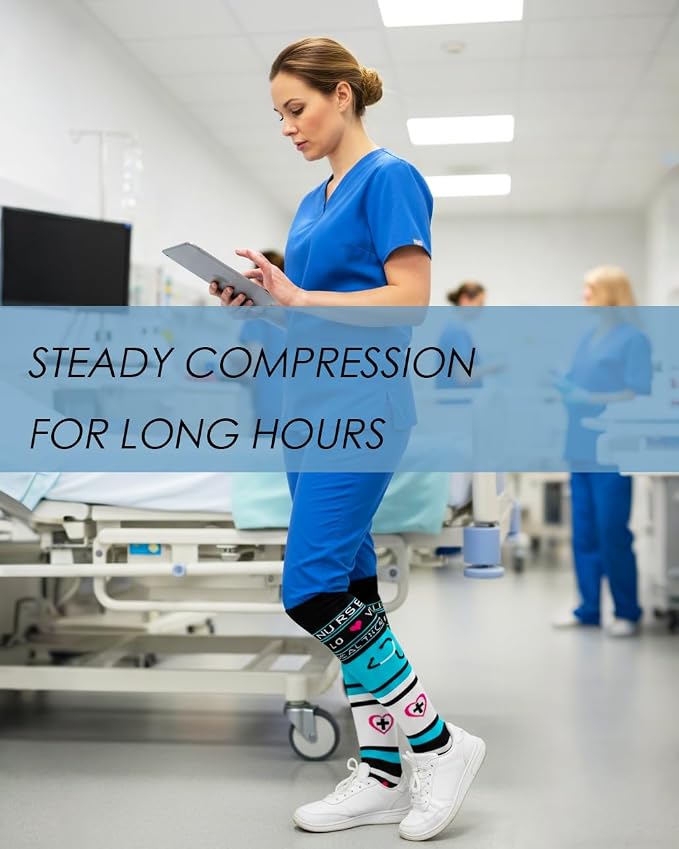 6 Pairs Compression Socks for Women & Men 15-20mmHg Knee High Socks | Graduated Compression Socks Supports Circulation, Ideal for Nurses Pregnancy, Travel, Flying, Running & Daily Wear - Image 3