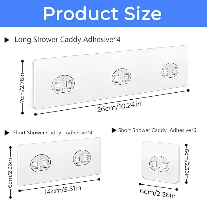 Shower Caddy Adhesive Replacement Hooks, Strong Waterproof Strips, No Drilling for Bathroom Shelves, Kitchen Racks, and Soap Holders (Transparent-14 Pack) - Image 5