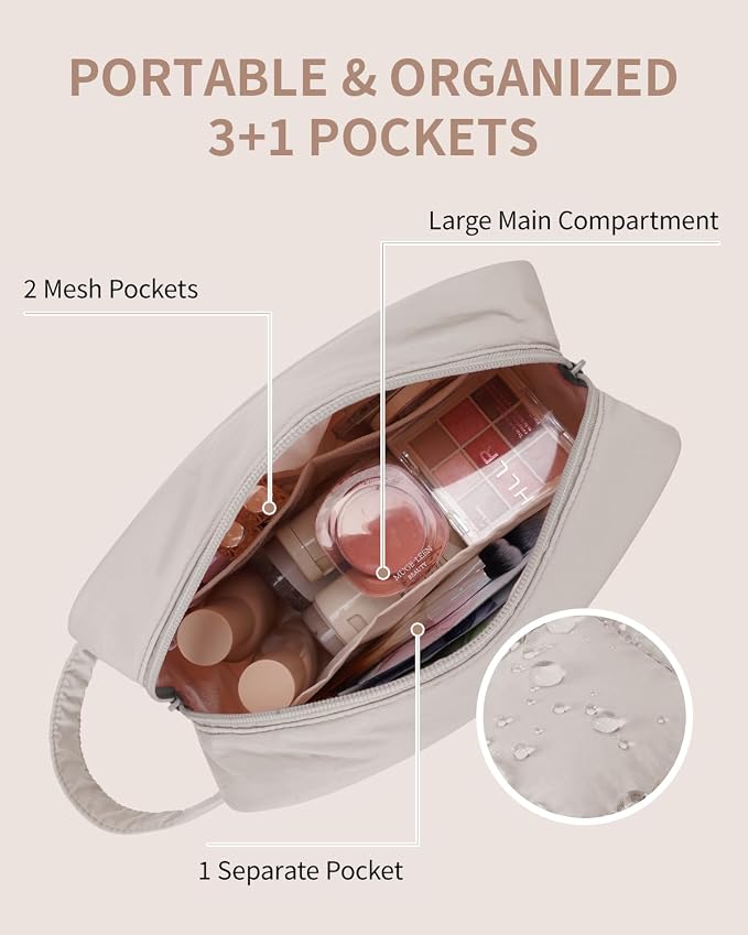 Narwey Quilted Makeup Bag Puffy Make up Bag Cosmetic Bag Organizer, Puffer Travel Toiletry Bag for Traveling Women Girl, Travel Bag for Toiletries, Skincare Medicine Bags (Khaki) - Image 4