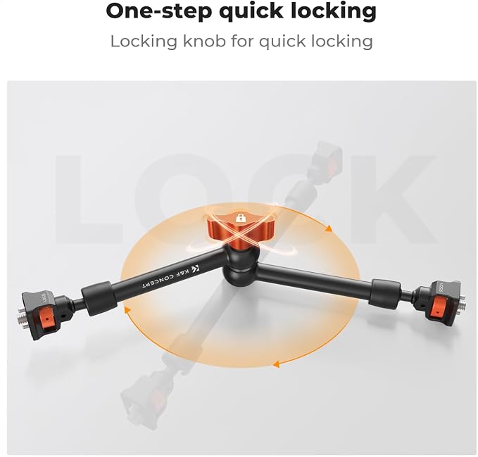 K&F CONCEPT 11" Magic Arm Clamp with ARRI 1/4" & 3/8" Thread Screw | 360° Ball Heads Articulating Arm Camera Adapter for DSLR, Monitor, LED Light, Microphone, Camera Cage, Action Camera, MS33 - Image 6