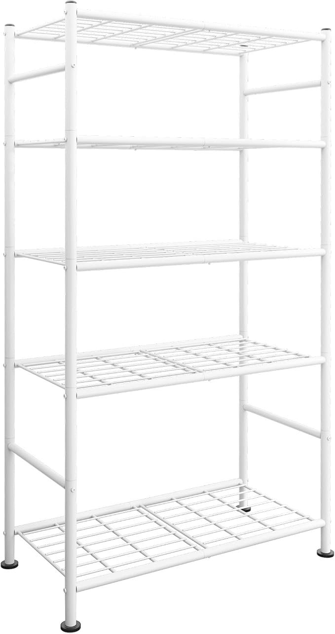Sakugi Storage Shelves - 5 Tier Shelf Organizer, Heavy Duty Garage Shelving Unit with Leveling Feet, Stable Metal Shelves Organizer for Pantry, Kitchen and Closet, 33.0" W x 12.6" D x 72.0" H, White by Sakugi