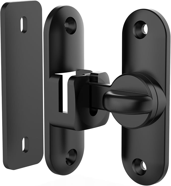90/180 Degree Flip BarnDoor Lock, Small Door Latch, Black 1 PC | Heavy Duty Door Latch, Interior Sliding Door, Pocket Door, Bedroom, Bathroom, Cabinet, Privacy Lock, Includes Spacer - Image 8