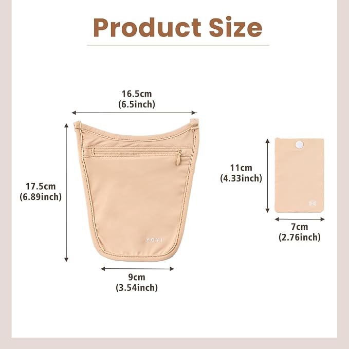 YOYI YOYI Money Belt Crossbody Detachable Cardholder Hidden Passport Wallet | Ultra-thin breathable material, detachable cardholder with secure clip, fits passport and cards — hidden crossbody protection - Image 2