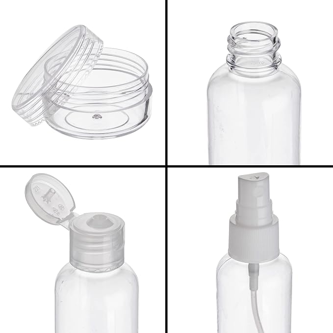 Okuna Outpost Clear Toiletry Bag Set - TSA Approved Bottles - Leak Proof Travel Containers - Versatile Packing Cubes & Travel Organizer - Grey, Yellow, Blue, Red - Pack of 4-7.5 x 2.5 x 5.5 in - Image 6